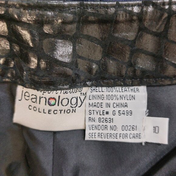 💋CHIC & SEXY💋VTG Genuine Leather Croc Embossed Straight-Cut Pants - Picture 15 of 15